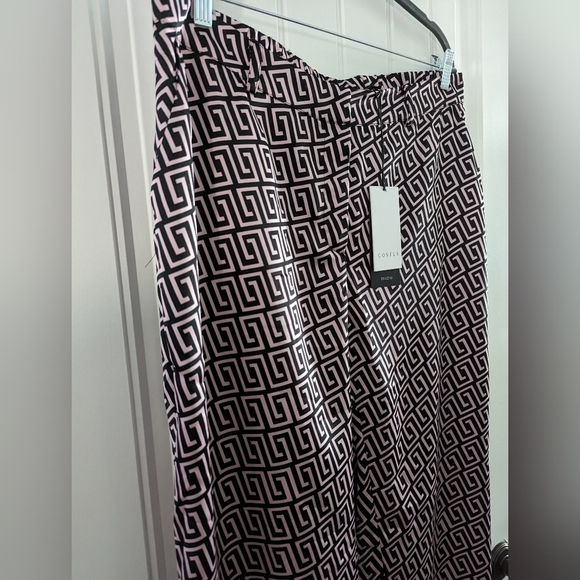 Pink wide leg pants by Costes Europe Women's XXL pink with black geo prints - Picture 5 of 13